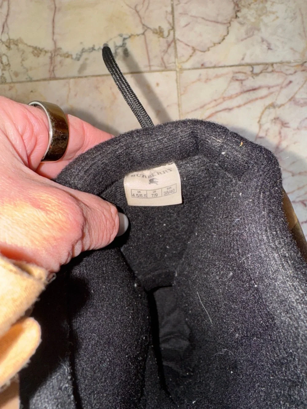 Burberry Beige Plaid and Black Lace-Up Winter Boots - Picture 5 of 5